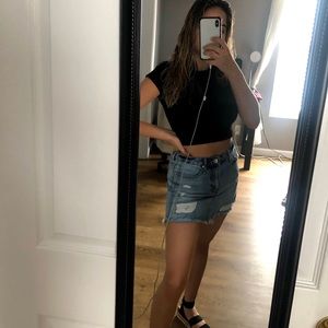 Forever 21 ripped denim mini skirt